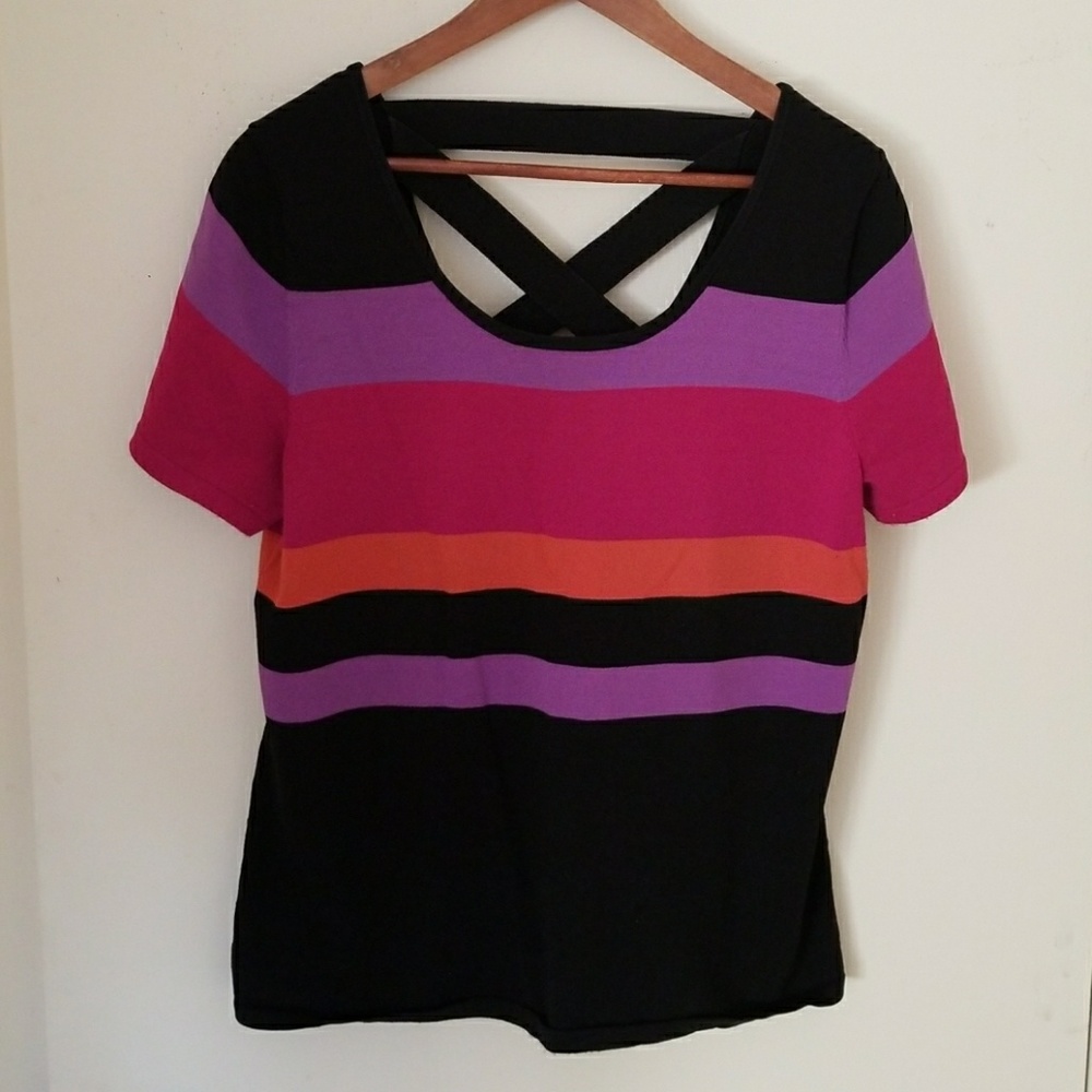 Cable & Gauge Colorful Color Block Striped Top - Picture 1 of 3